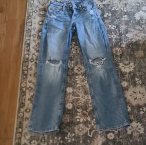 American Eagle Outfitters Boyfriend Jeans - Light Blue Distressed